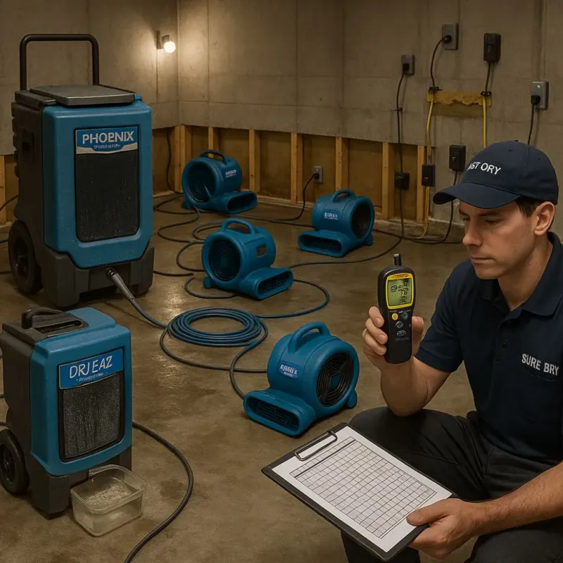 Structural Drying and Dehumidification process in Brass Castle, NJ